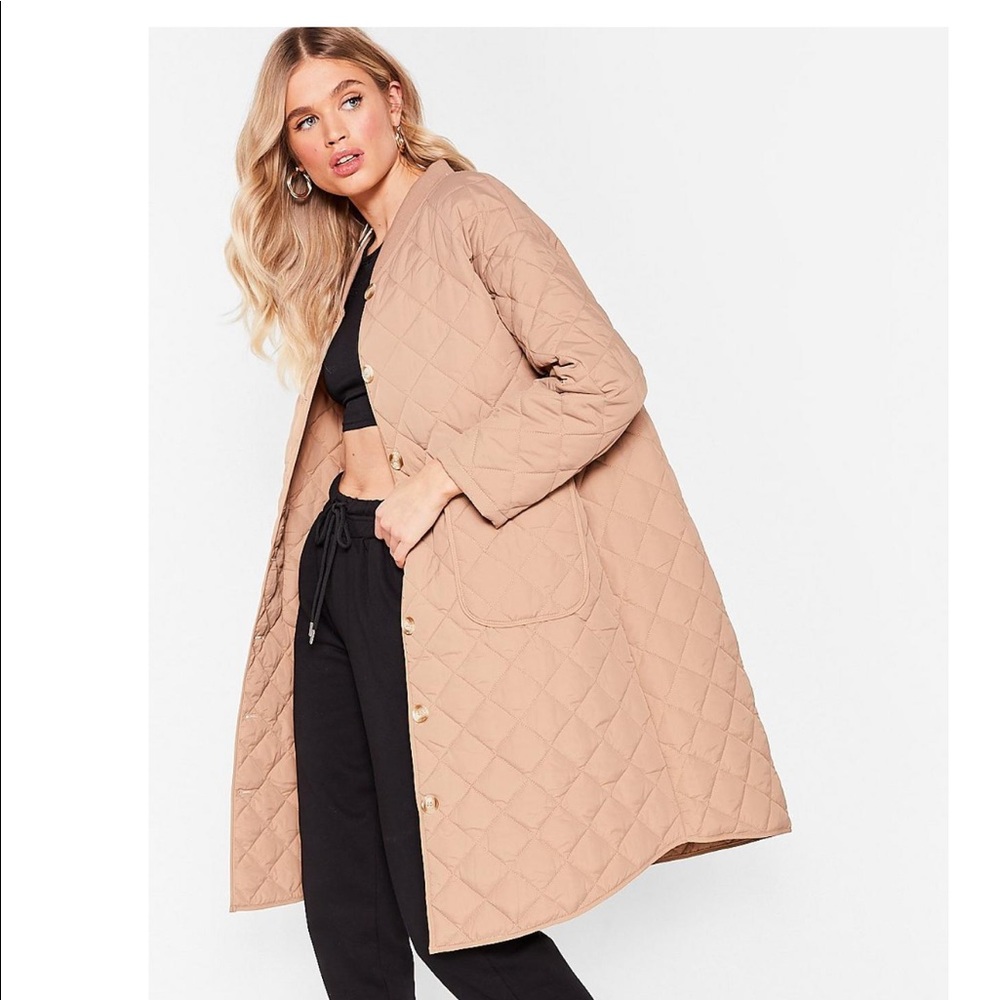 Quilted button down longline coat - Picture 3 of 5